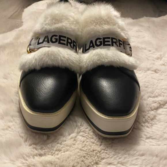 Karl Lagerfeld Women's Birdie 3 Faux Fur Platforms - Picture 3 of 5